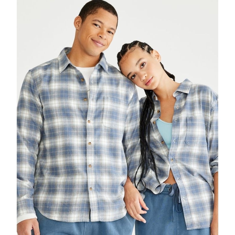 Long sleeve plaid flanel shirt Kemeja Flanel Pria Lengan Panjang Aeropostale Kemeja Bahan Flanel Cow