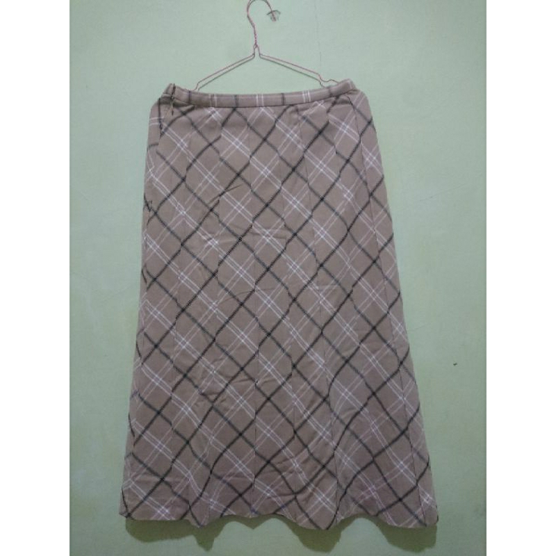 Rok tartan korea jepang vintage coklat