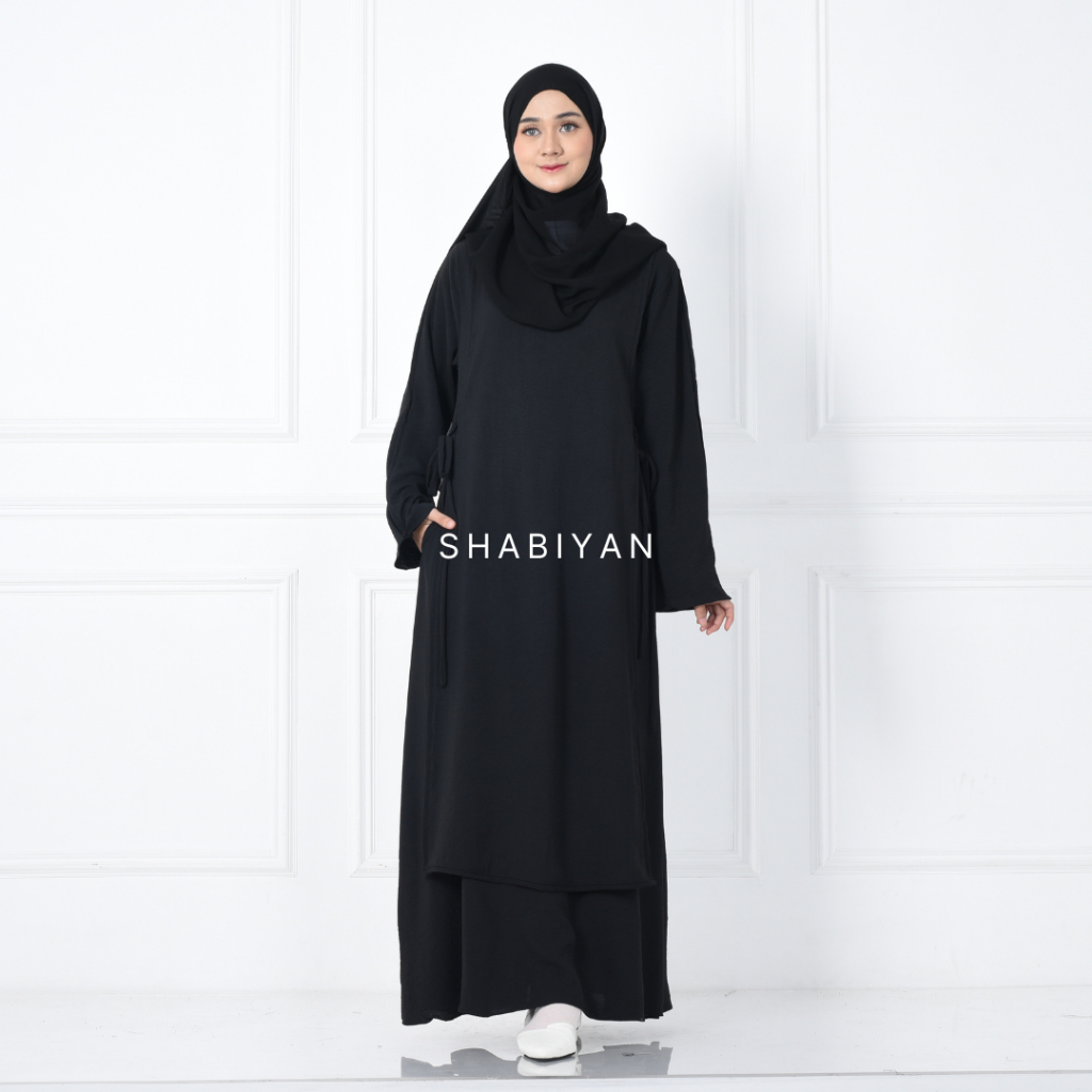 SHABIYAN 440 Gamis Hitam Dress Abaya Crinkle Hana