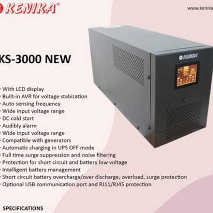 UPS KENIKA LINE INTERACTIVE 3000VA / 1800W AVR+SOFTWARE [KS-3000 NEW]