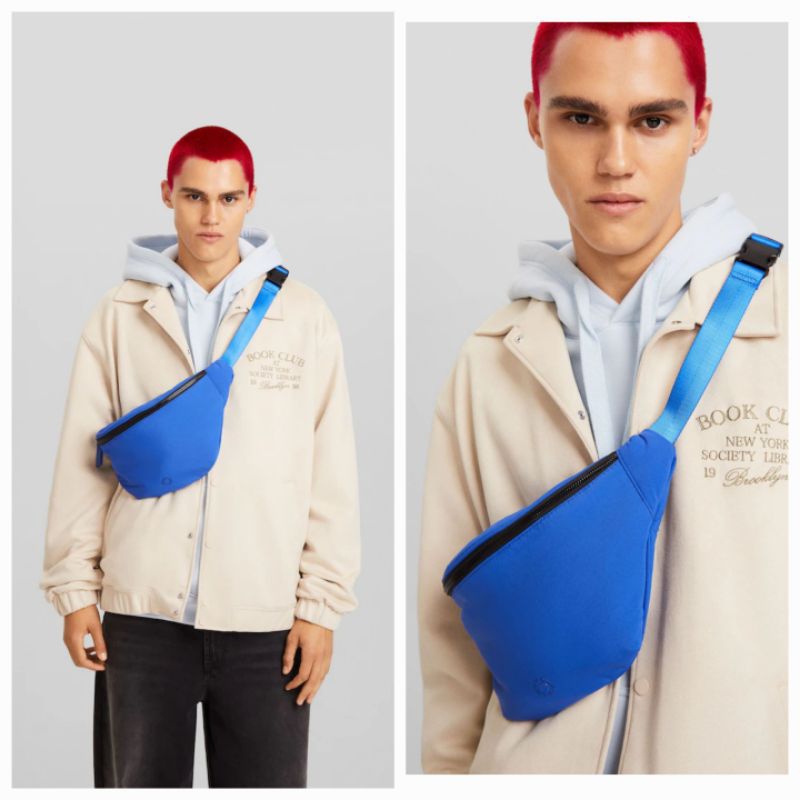 BERSHKA TAS SELEMPANG WAIST BAG BIRU BARU ASLI ORIGINAL