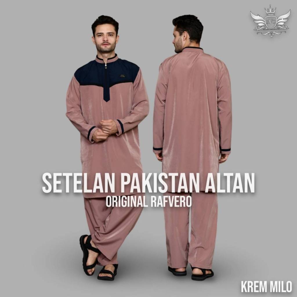 Setelan Baju dan Celana Koko Kurta Pakistan Muslim Pria Dewasa Lengan Panjang Original Rafvero