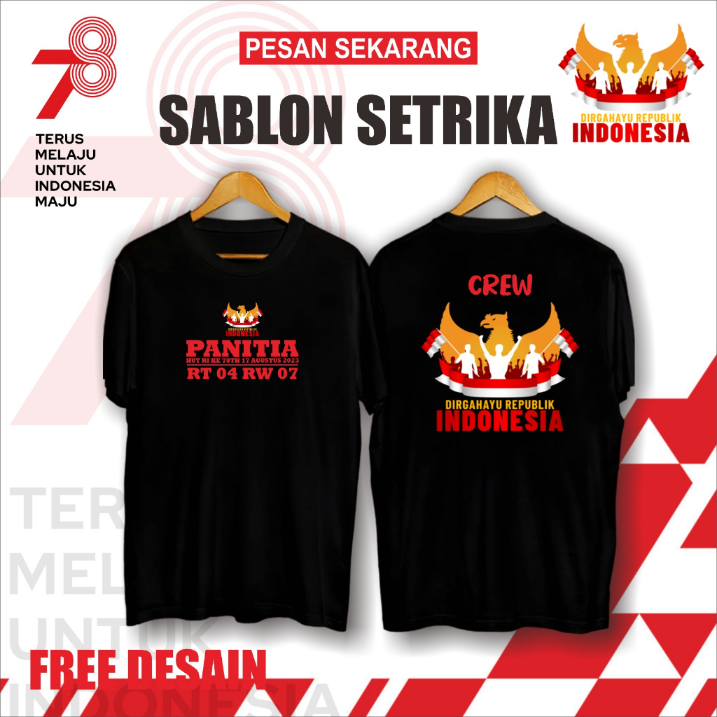 

SABLON SETRIKA PANITIA AGUSTUSAN HUT RI KAOS DTF HUT RI STIKER SABLON KAOS