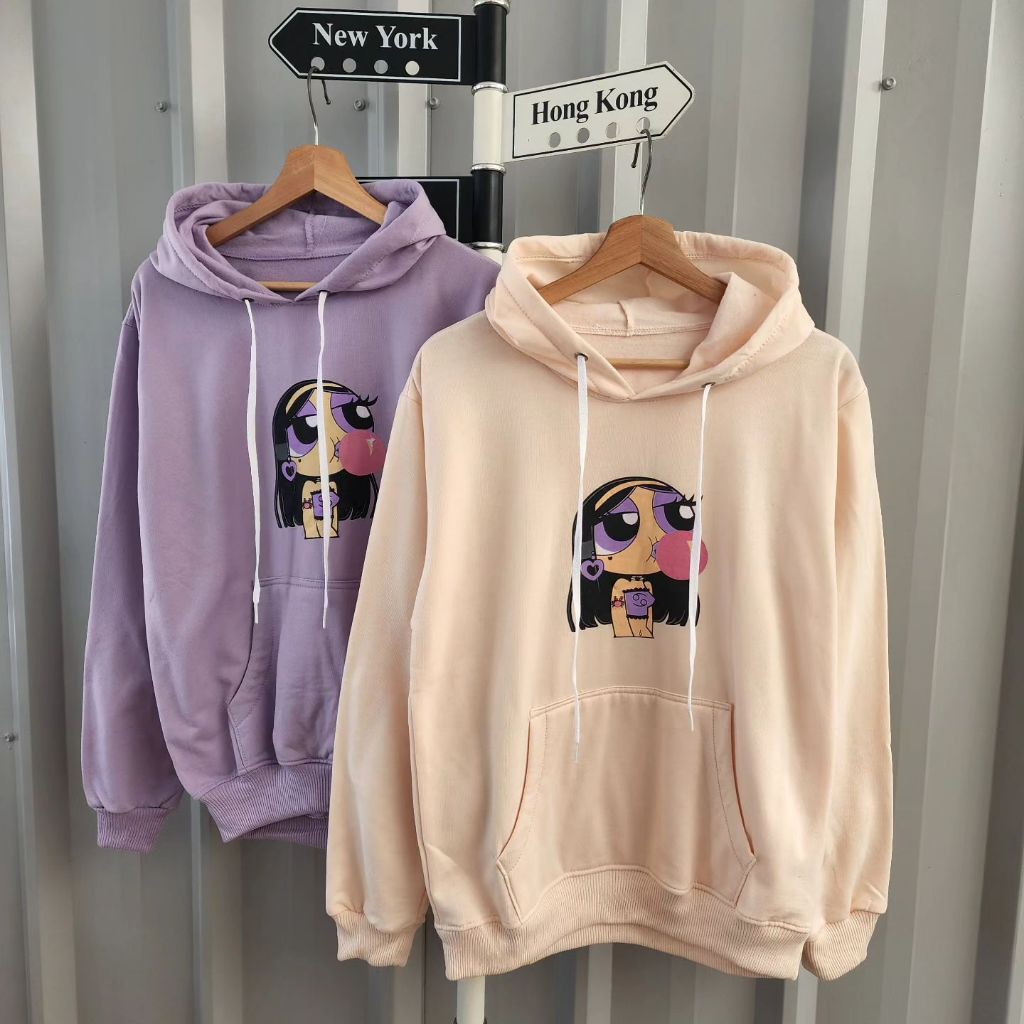 ( isi 2 pcs ) Jaket couple pasangan terbaru BUBLE GUM HOODIE / sweater couple pasangan atasan crewne