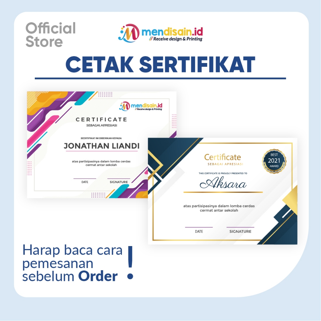 

Cetak Sertifikat Piagam Custom uk.A4