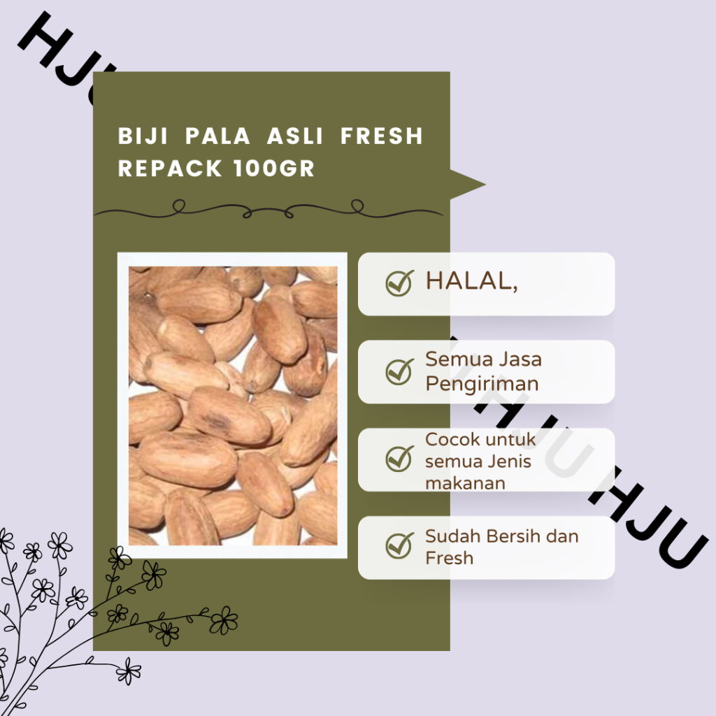 

Biji Pala Fresh Asli Utuh 100g