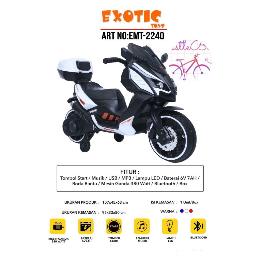 Motoran Aki EXOTIC EMT2240 Mainan Anak Nmax Xmax Rechargeable