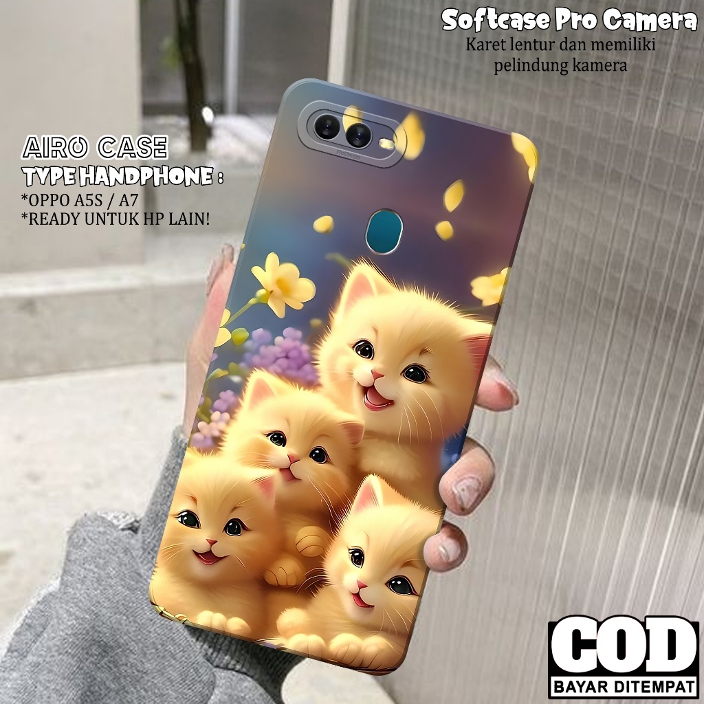 Case OPPO A5S/A7 Terbaru - Softcase OPPO A5S/A7 - Fashion Case KUCING - Casing OPPO A5S/A7 - Softcas