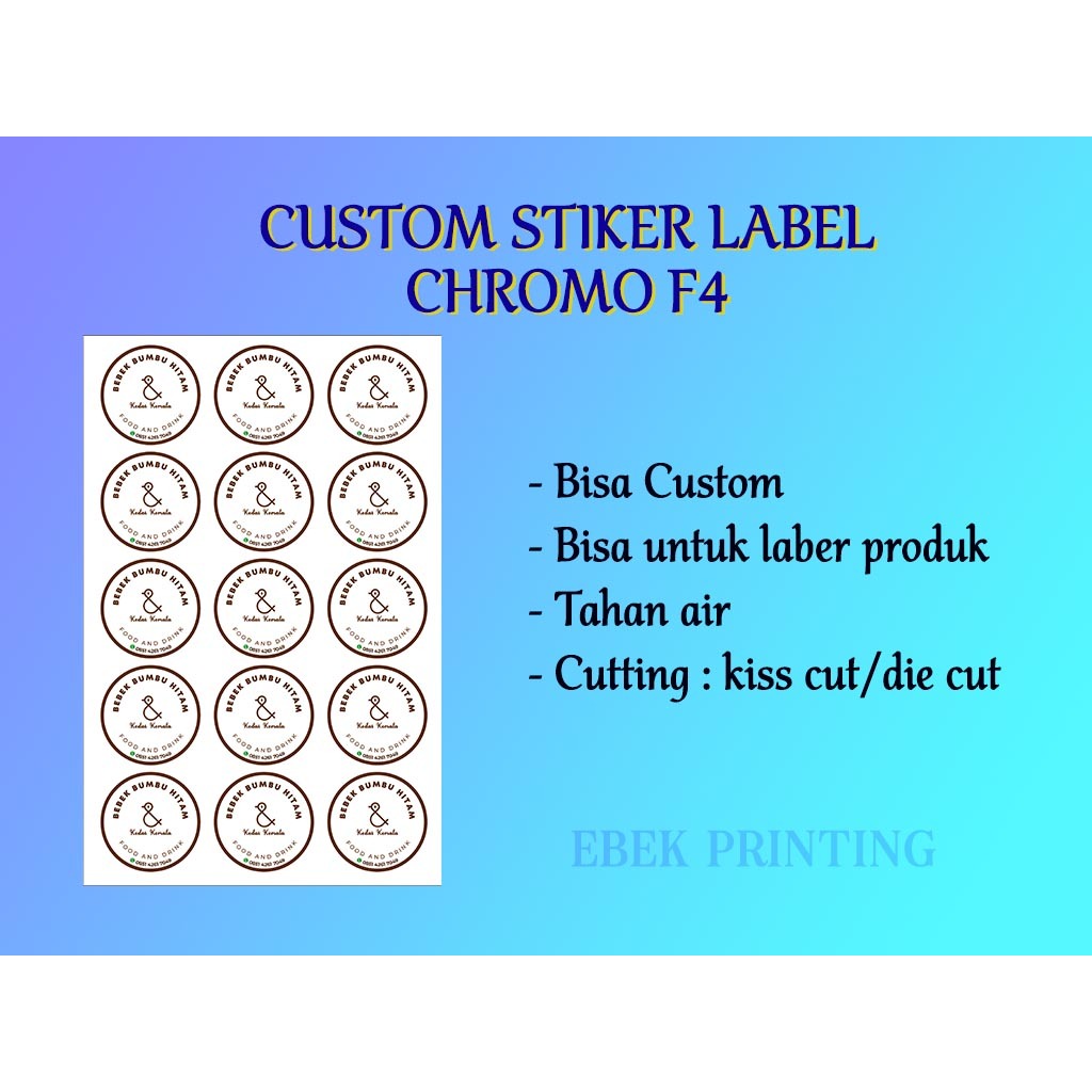 

Stiker Kromo Label Custom F4 (Free Cutting)