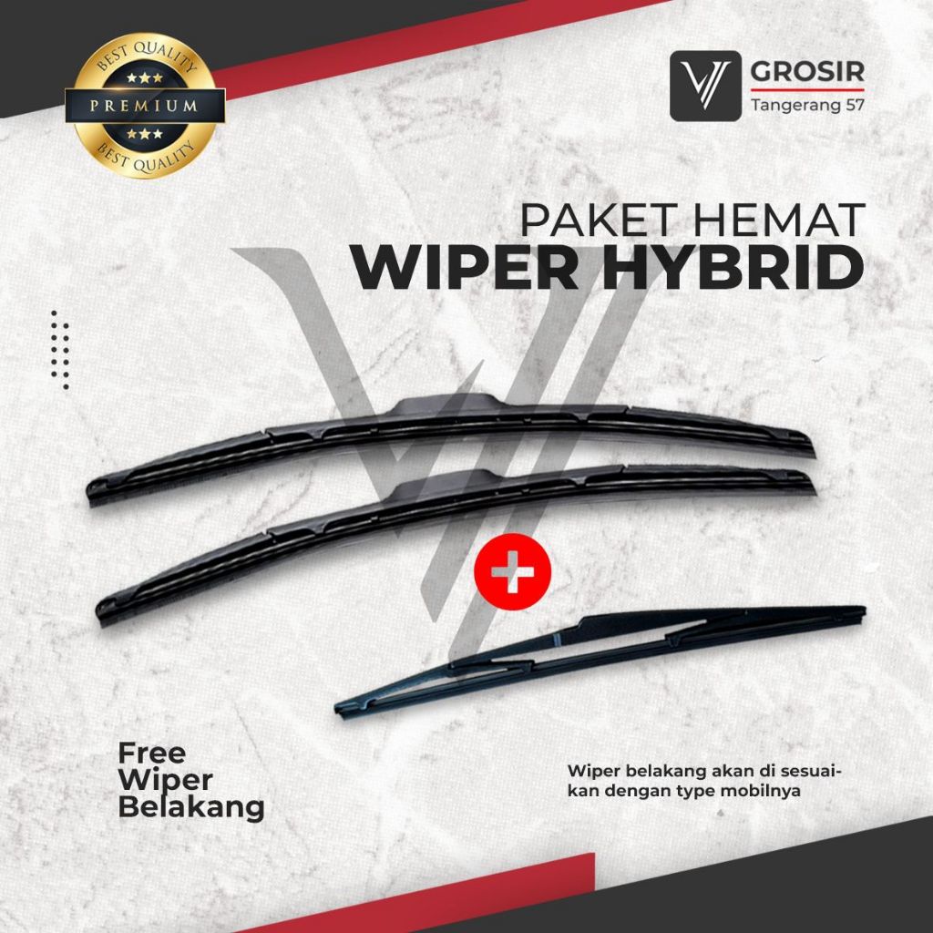 PAKET WIPER CRV GEN 3 DEPAN BELAKANG HYBRID BLADE 3 PCS