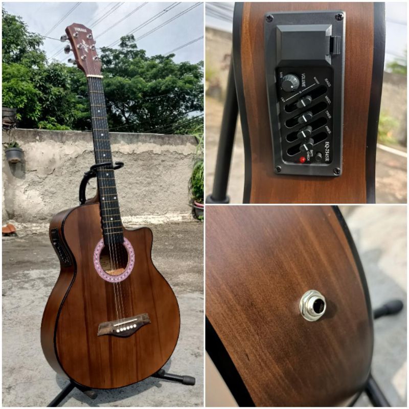 Gitar akustik elektrik Yamaha pemula custom berkualitas