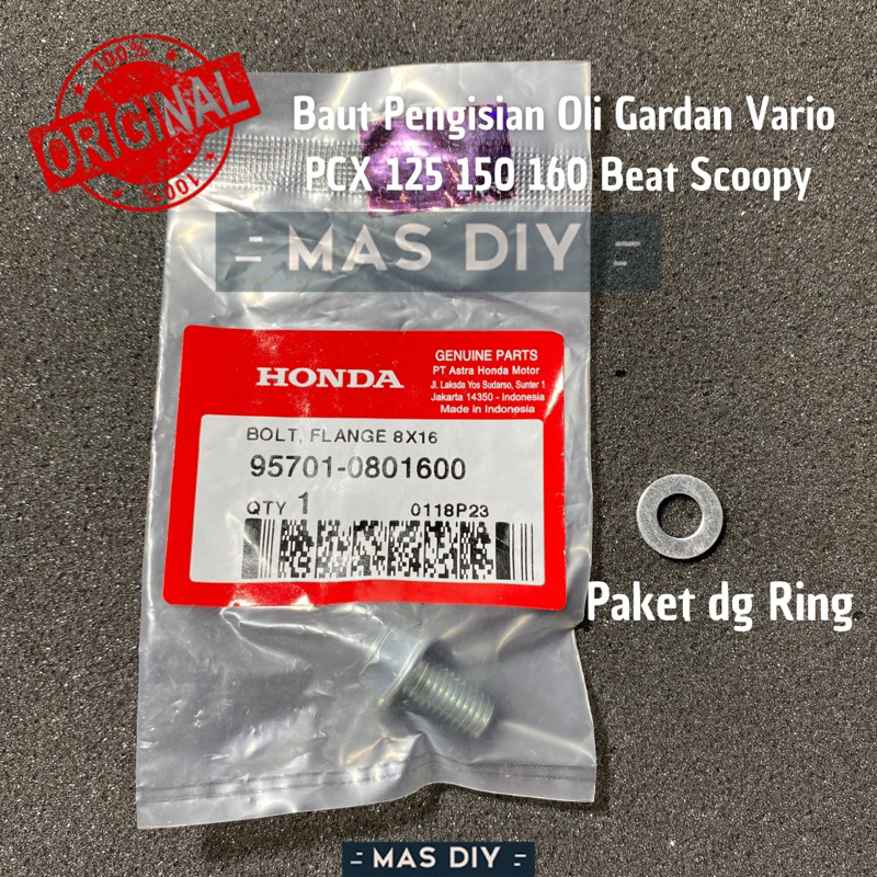 Baut Tutup Pengisian Oli Gardan Gear Vario 125 Vario 150 160 PCX ADV Beat Scoopy Ori AHM 95701080160