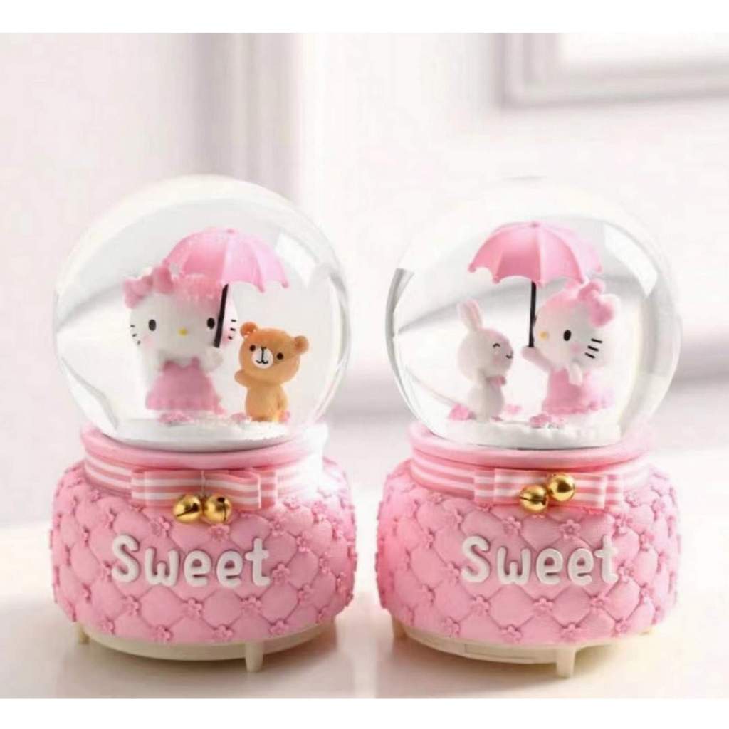 Snowball Pajangan Bola Musik Air Bola Musik Kaca Salju Size Medium (80) Hello Kitty Sweet Bear Rabbi
