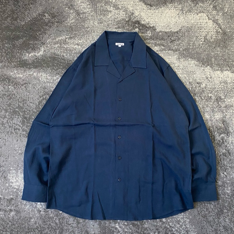 Anoblir Open Collar Longsleeve Shirt Navy