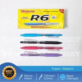 

Standard Pulpen / Ballpoint R6 Rectratable Pen Tinta Hitam Tip 0.5mm
