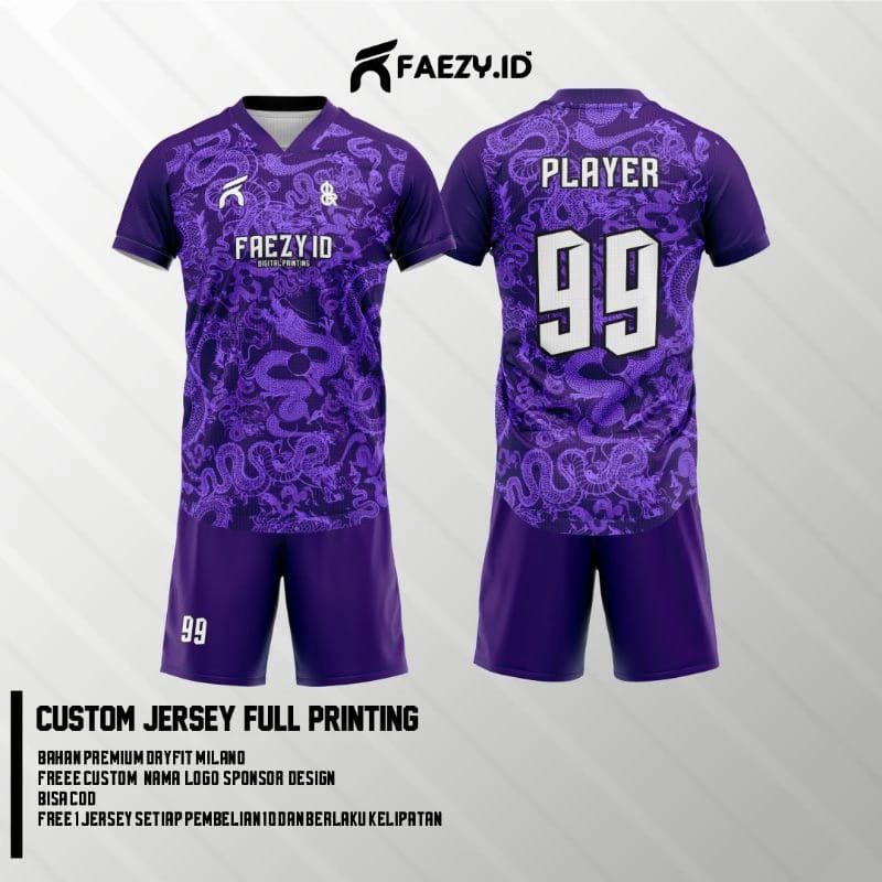 Jersey Sepak Bola / Futsal Full Printing bahan Milano