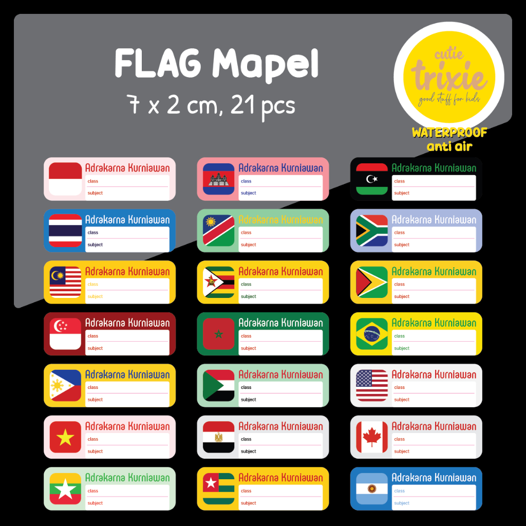 

Sticker Label Buku Mata Pelajaran Mapel Bendera