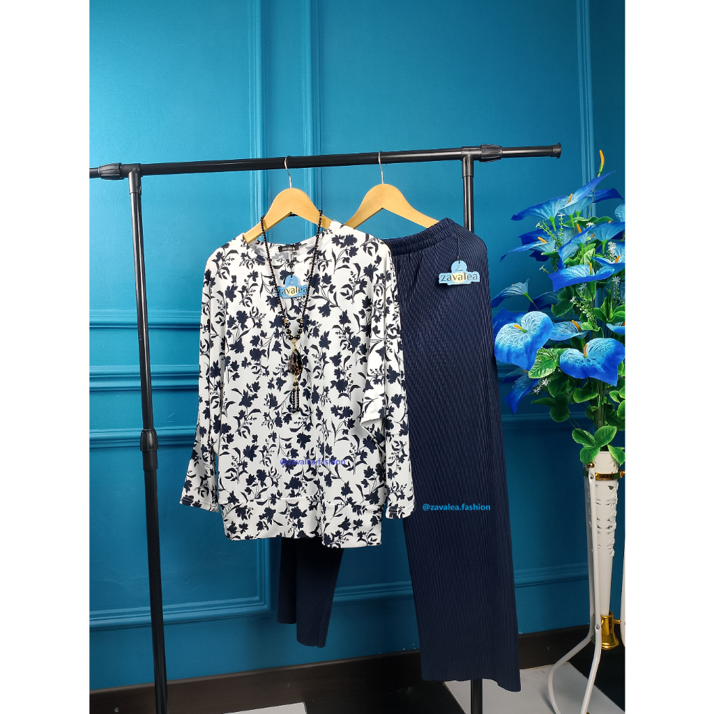 AMARA ONE SET KAOS PAKAIAN SETELAN BATWING ATASAN WANITA HIJAB TOP MOTIF BLOUSE TERBARU SALUR JUMBO 