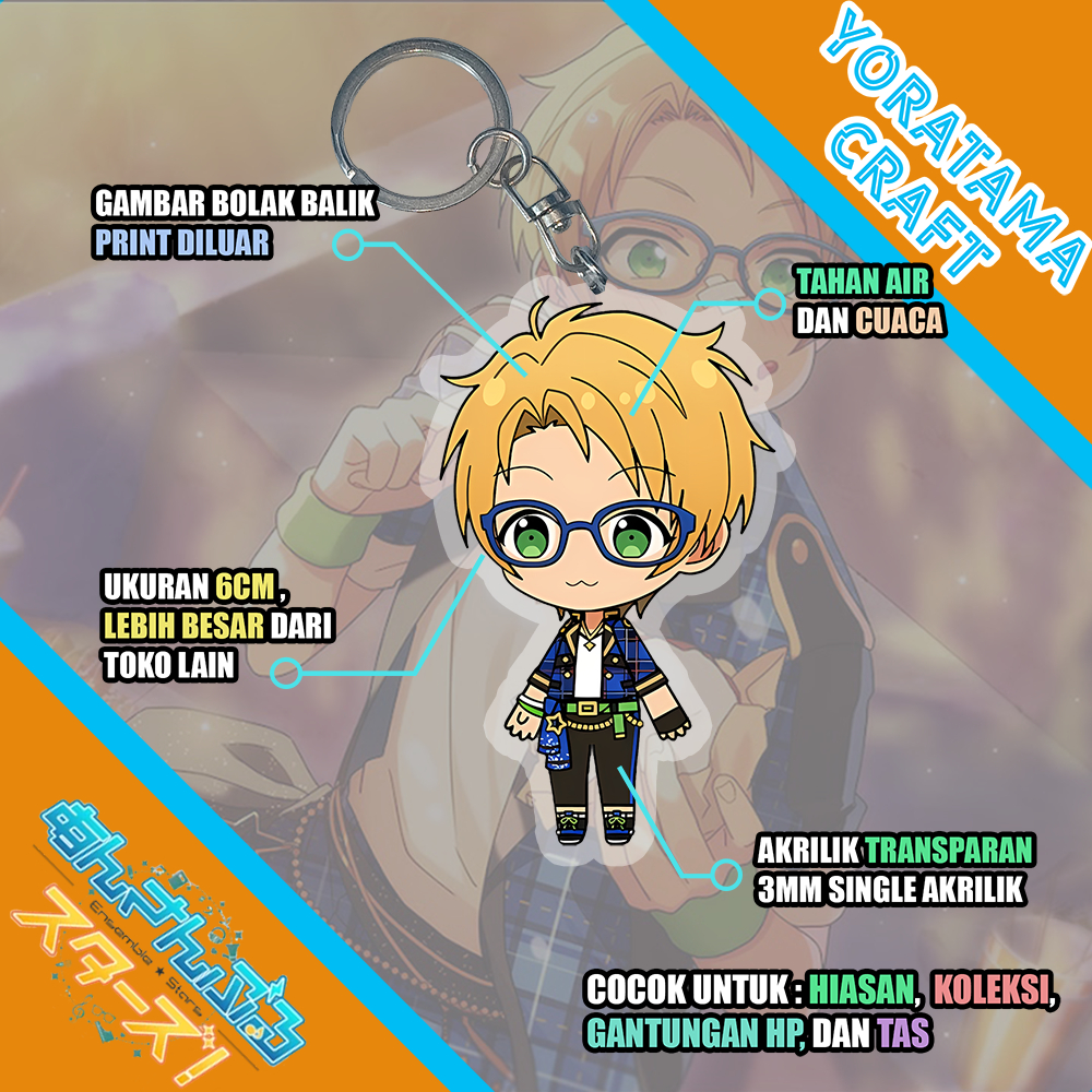 Gantungan Kunci Yuuki Makoto Ensemble Stars, Keychain Anime Lucu