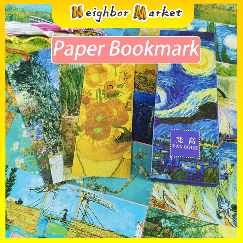 

30Pcs/Set Pembatas Buku Kertas Karakter Lucu Besar Desain Hayao Miyazaki / Van Gogh Bookmark