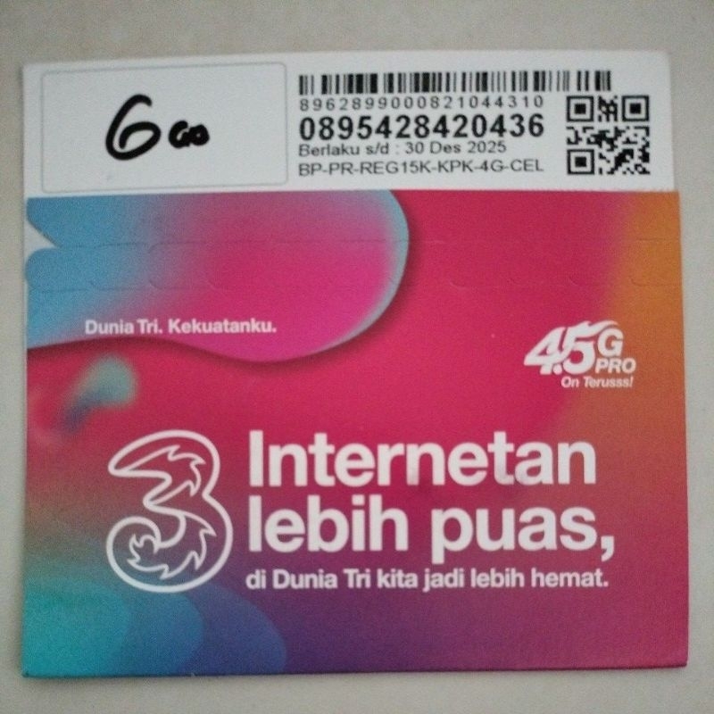 Paket data tri 3 kuota 6gb 24jam 30hari
