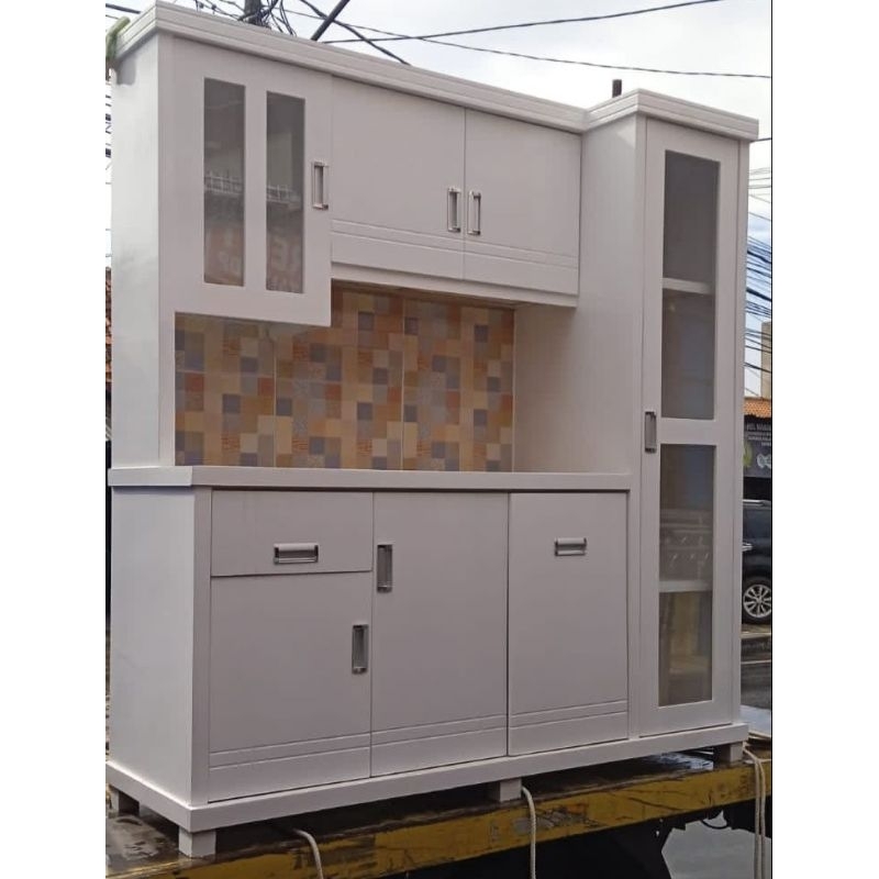 lemari dapur 4pintu kayu mewah/lemari sayur/lemari piring/lemari makan