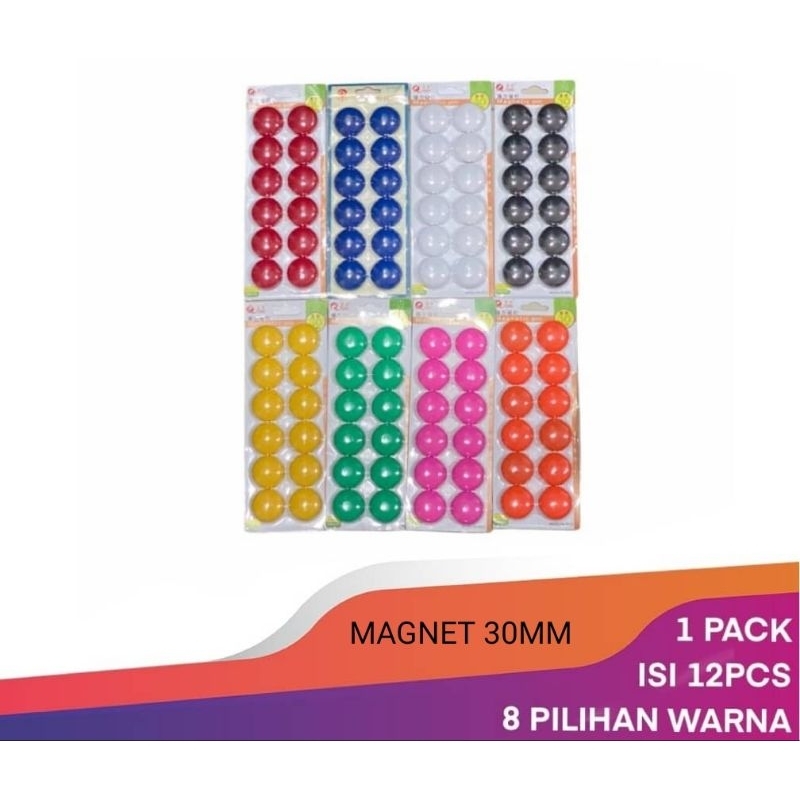 

MAGNET BESAR 3CM 30MM MAGNETIC PIN WHITEBOARD 1PACK 12PCS