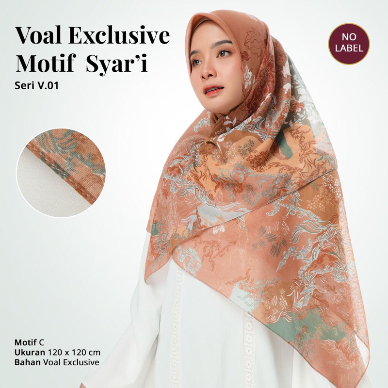 Hijab Segi Empat Voal Motif syar’i 120x120 Premium