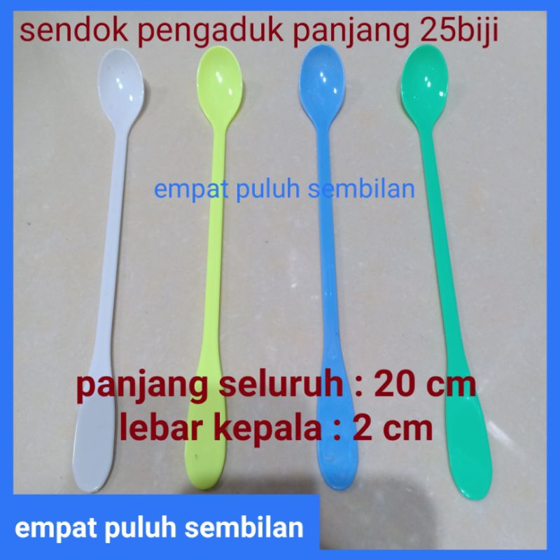 1 pak sendok es plastik panjang isi 25biji / sendok pengaduk minuman