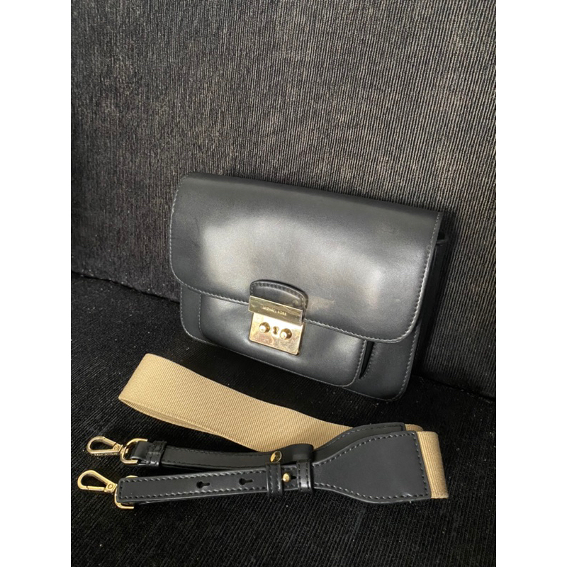 MICHAEL KORS sloan editor slingbag Tali panjang lebar Prelived talpan tas selempang hitam bag black