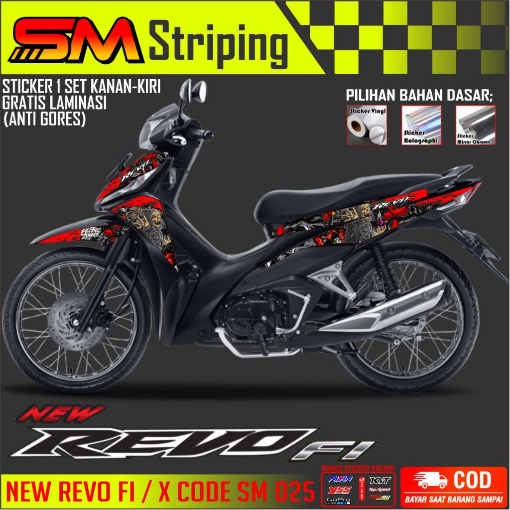 VARIASI STIKER HONDA NEW REVO FI/X STRIPING REVO FI VARIASI ELECTRIC ZOMBIE 025