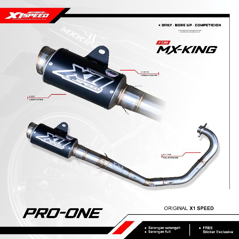 Knalpot Racing MX king Original X1 Speed leher type komorod selenser type Short Pro one