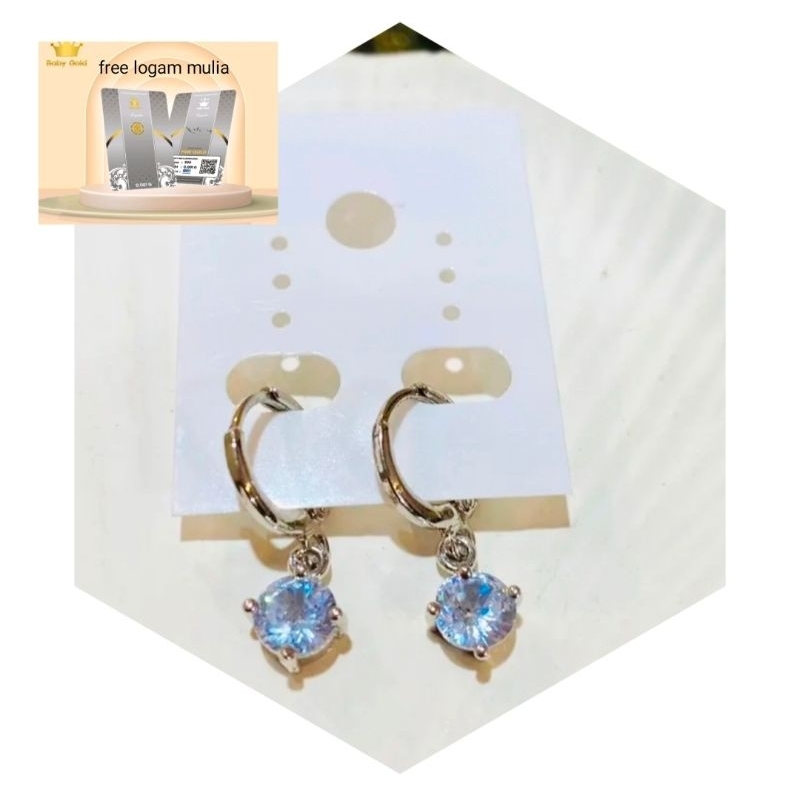 Anting Titanium Wanita Anti Karat Dan Anti Luntur Perhiasan Lapis Emas Putih Asli Ori Import Terbaru