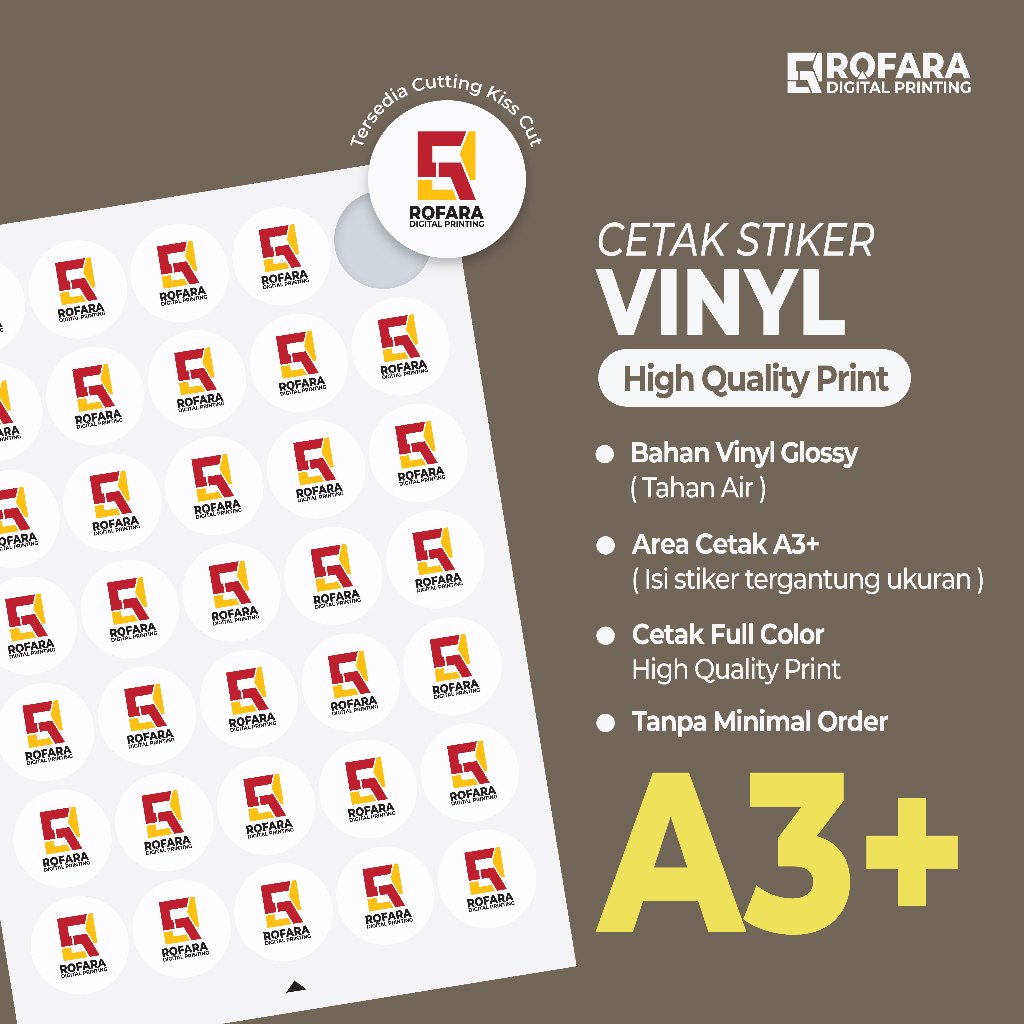 

Stiker Vinyl Glossy / Doff A3+ | Cutting Kiss Cut