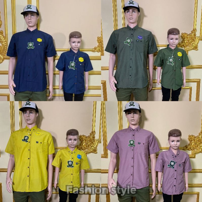Kemeja polos couple ayah dan anak lengan pendek Kemeja kapel keluarga