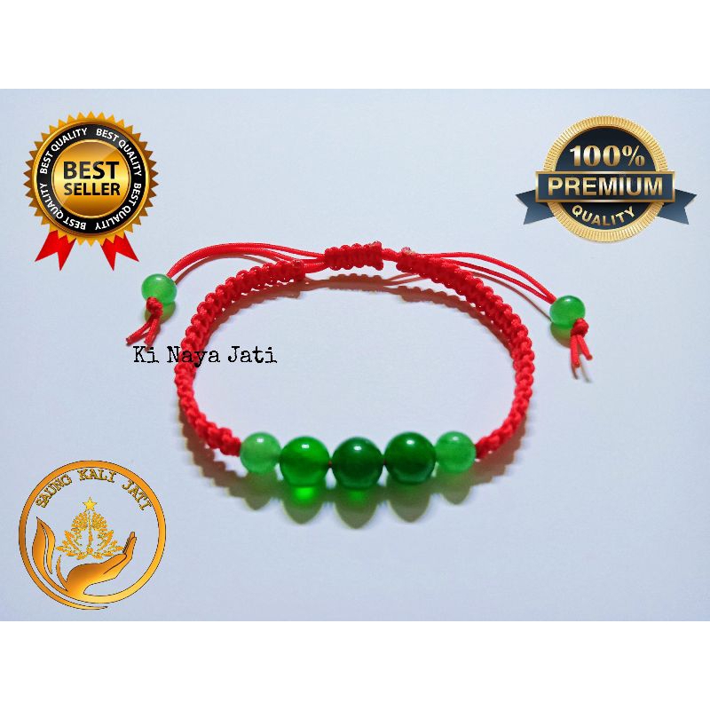 Gelang Batu Giok Hijau Tali Shambala Handmade