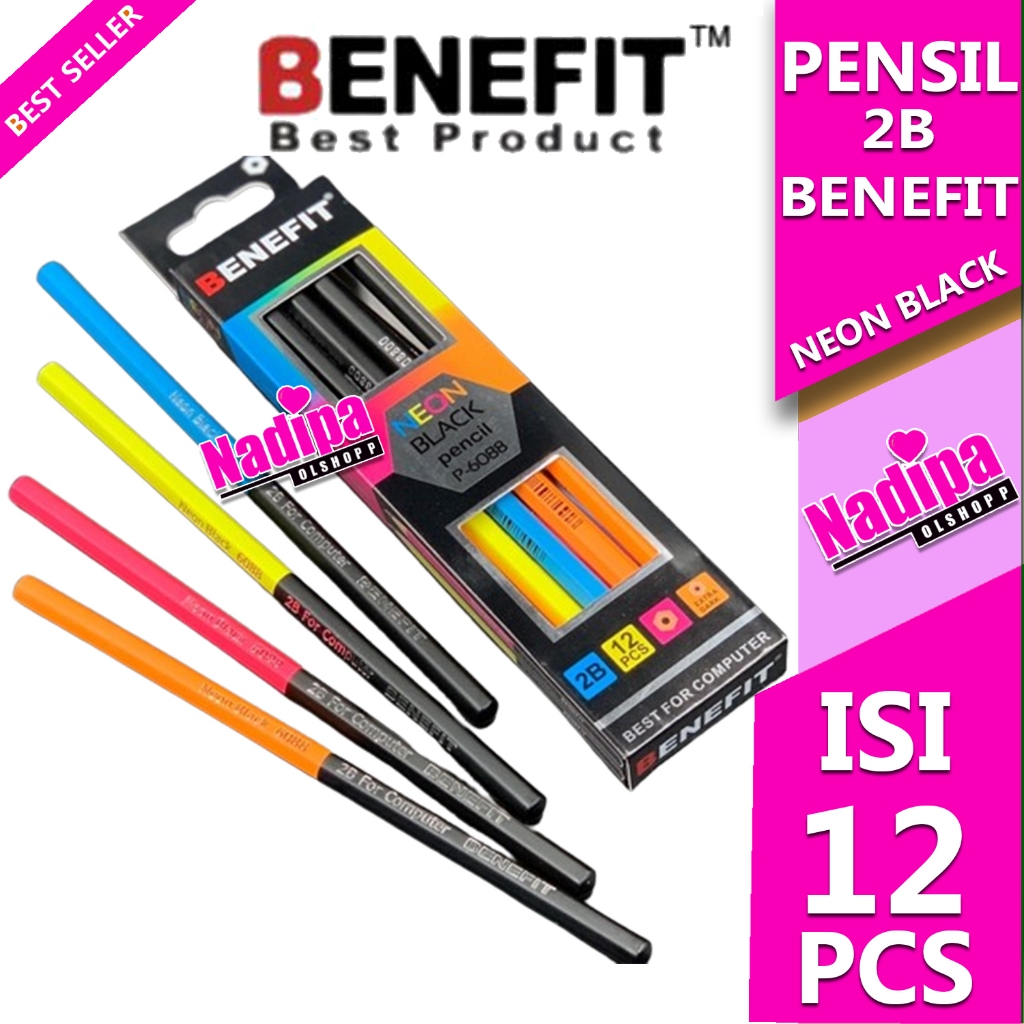 

PENSIL BENEFIT NEON BLACK 2B 1 PACK ISI 12 PCS NADIPA OLSHOPP