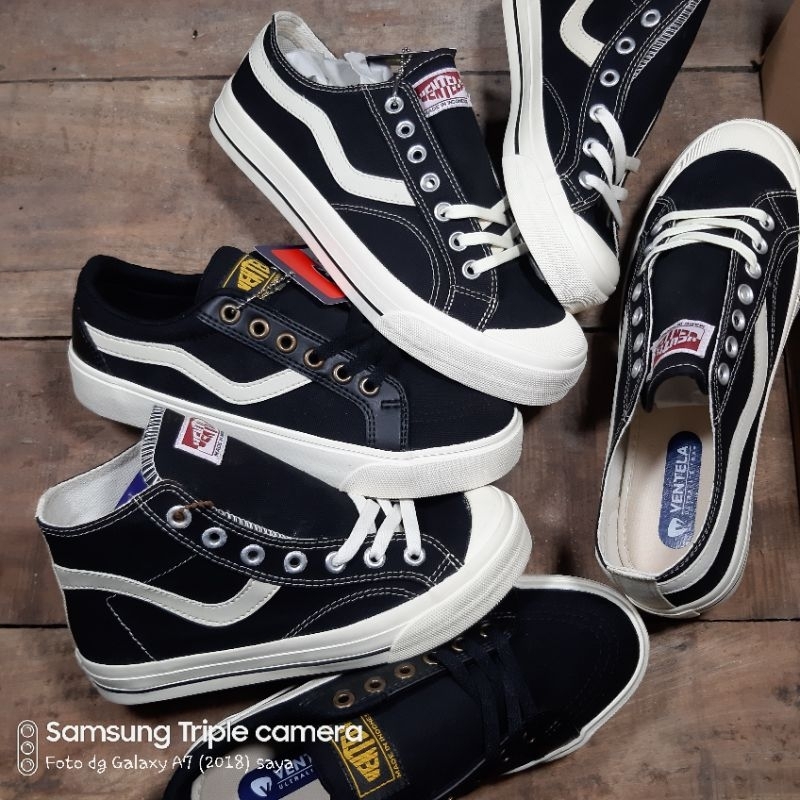 Sepatu Hitam Putih Sepatu Ventela Original harga cuci gudang