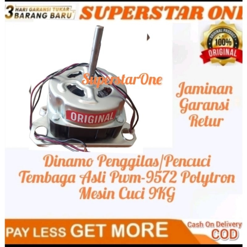 Dinamo Penggilas/Pencuci Tembaga Asli PWM-9572 POLYTRON Mesin Cuci 9KG