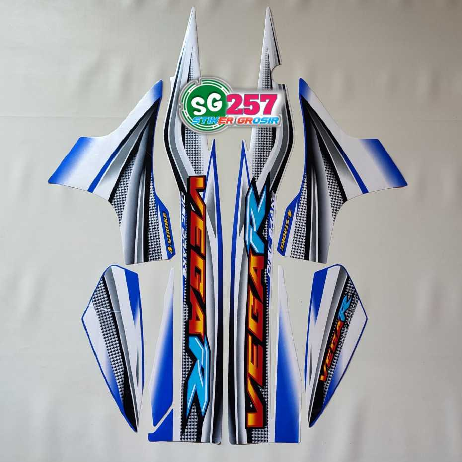 STIKER STRIPING LES LIS BODI MOTOR VEGA R LAMA 2005 WARNA PUTIH BIRU