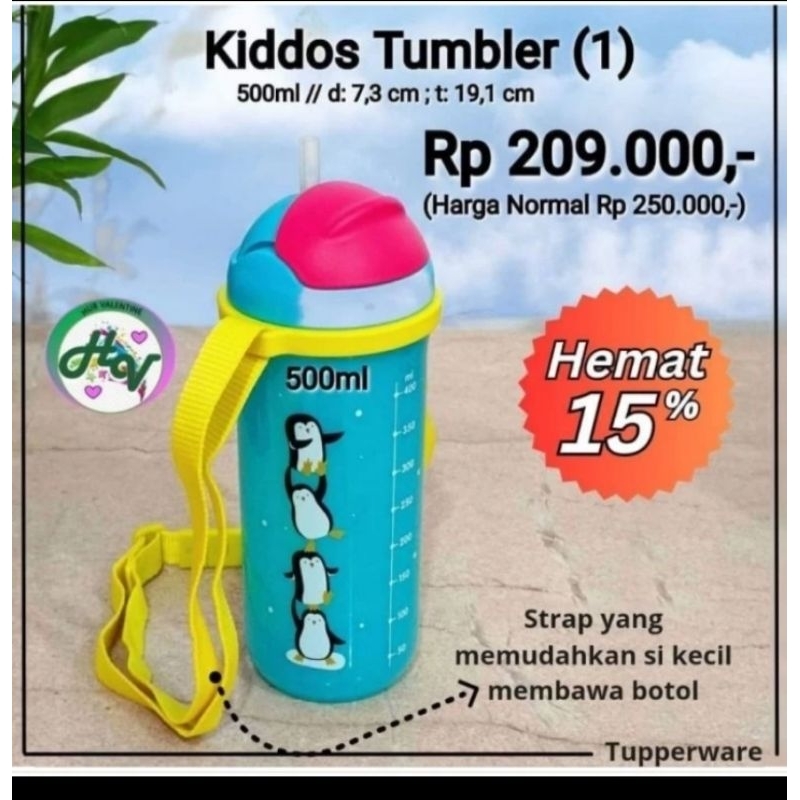 Tupperware Kidos Tumbler/ Botol minum dengan sedotan