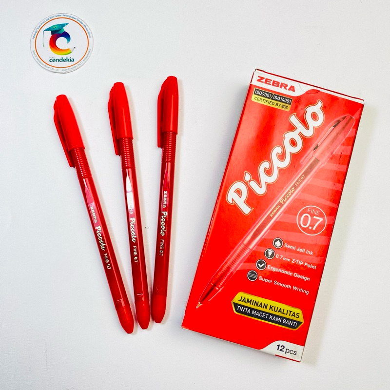 

Pulpen Piccolo ZEBRA 0.7mm Merah - 12 pcs