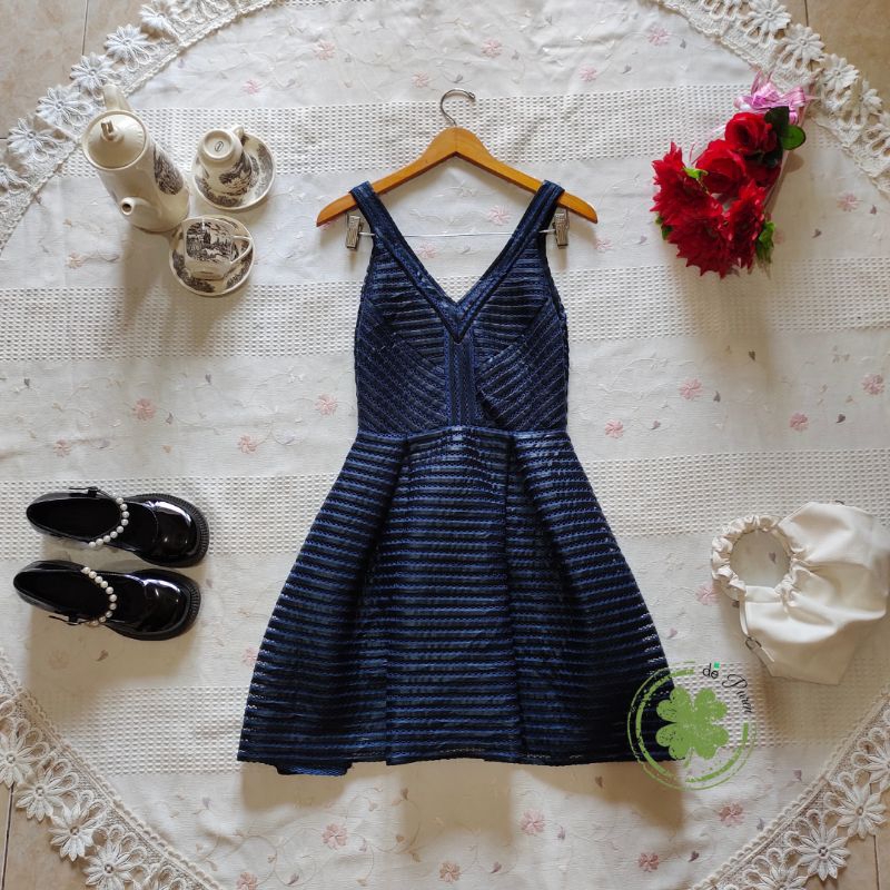 maje Paris Navy Mini Dress Korean Style