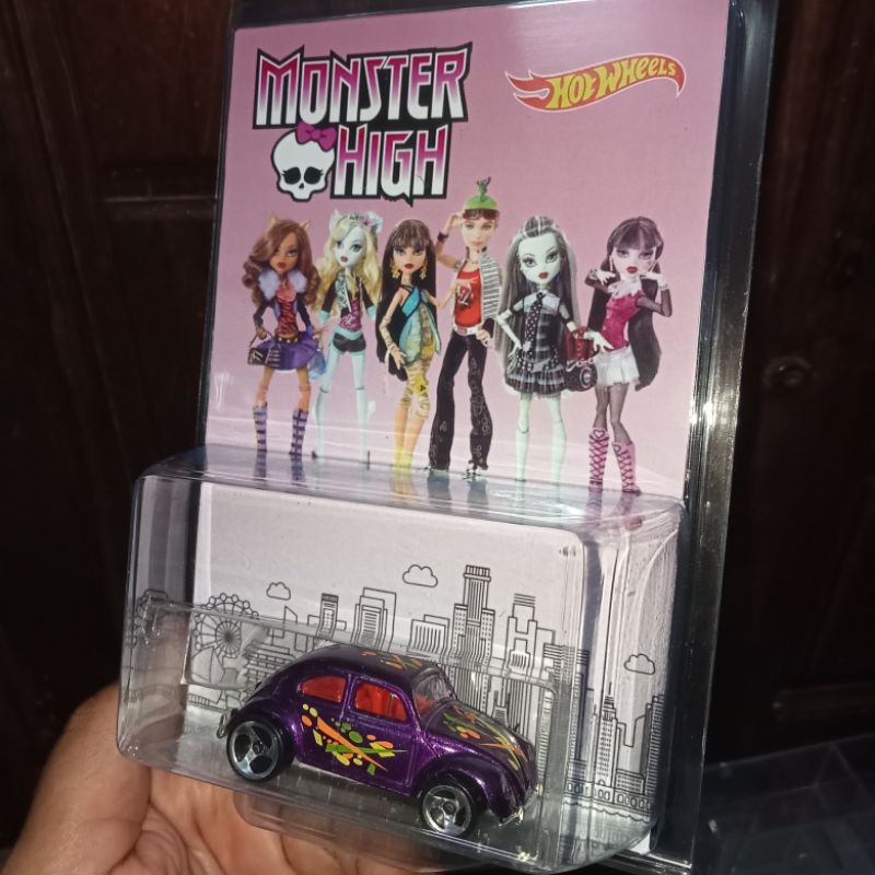 Custom Card Monster High Rare VW Beetle Love Bugs Dark Purple Metal Body And Chasais Hw Hot Wheels H
