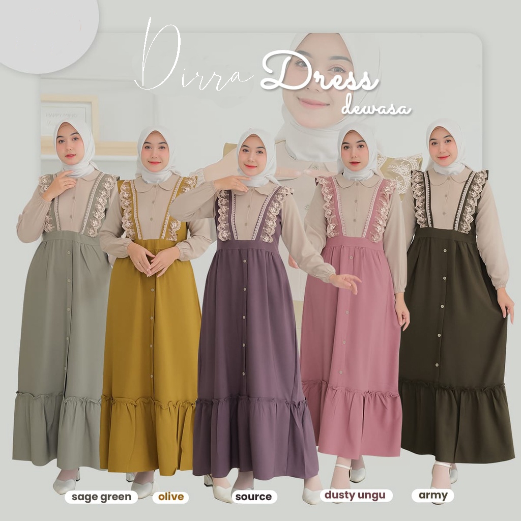 Gamis Wanita Dirra Crinkle Airflow Premium Model RendaLirra Dress Wanita Dewasa dan Remaja Terbaru V