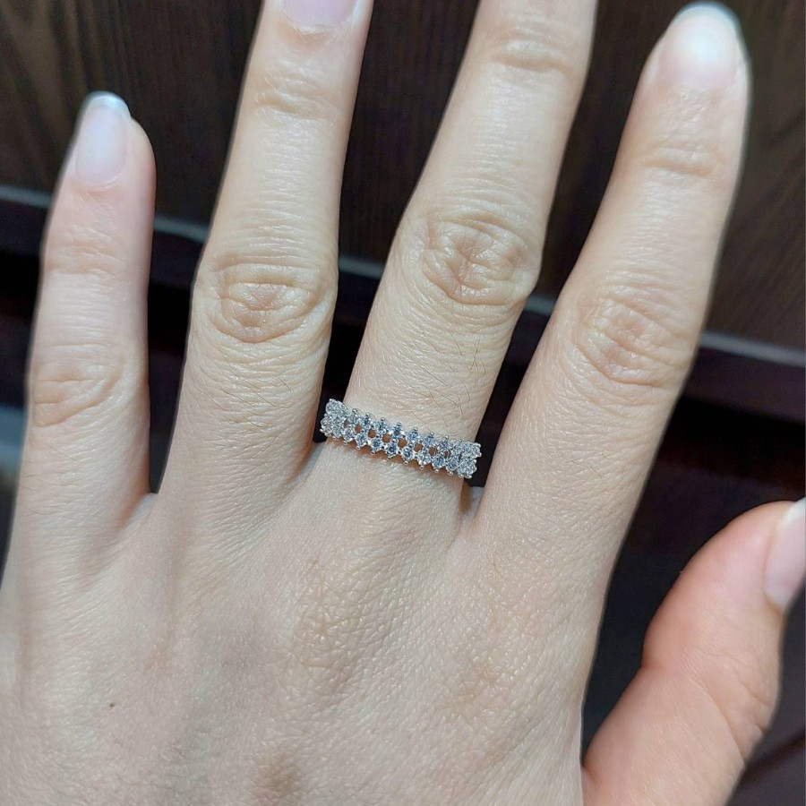Perhiasan Emas Cincin Emas Putih Wanita Fashion 750 17k 1.76 Gram Size 14.5 (CH153)
