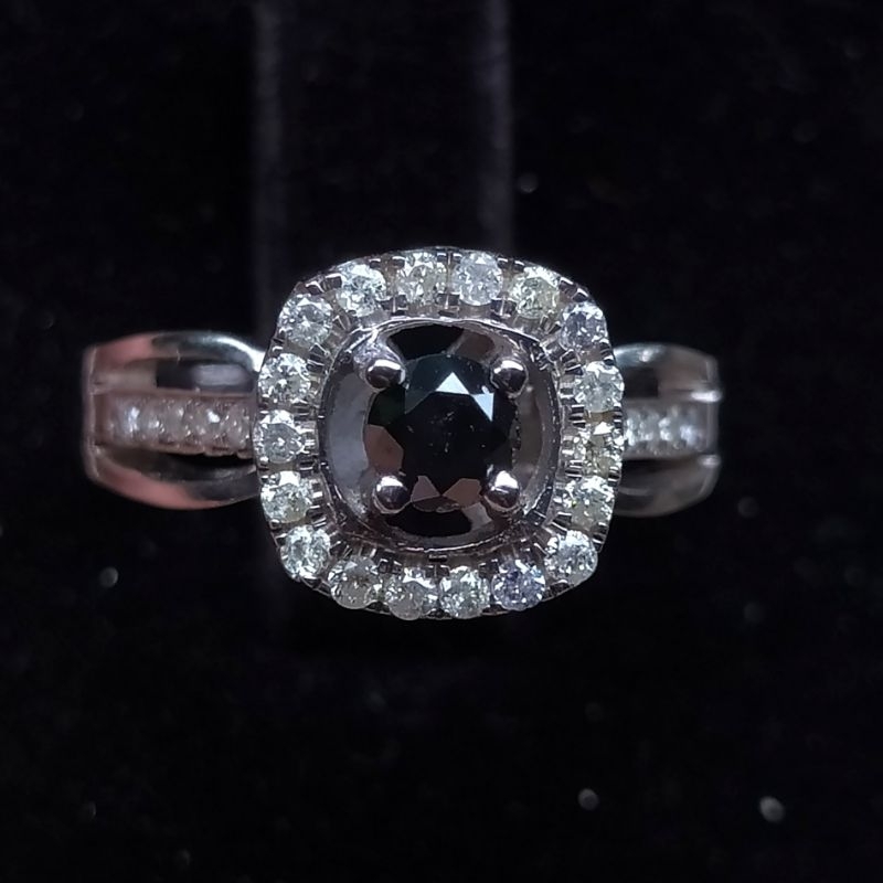 Cincin Berlian Wanita Natural Black Diamond Free Lab Memo