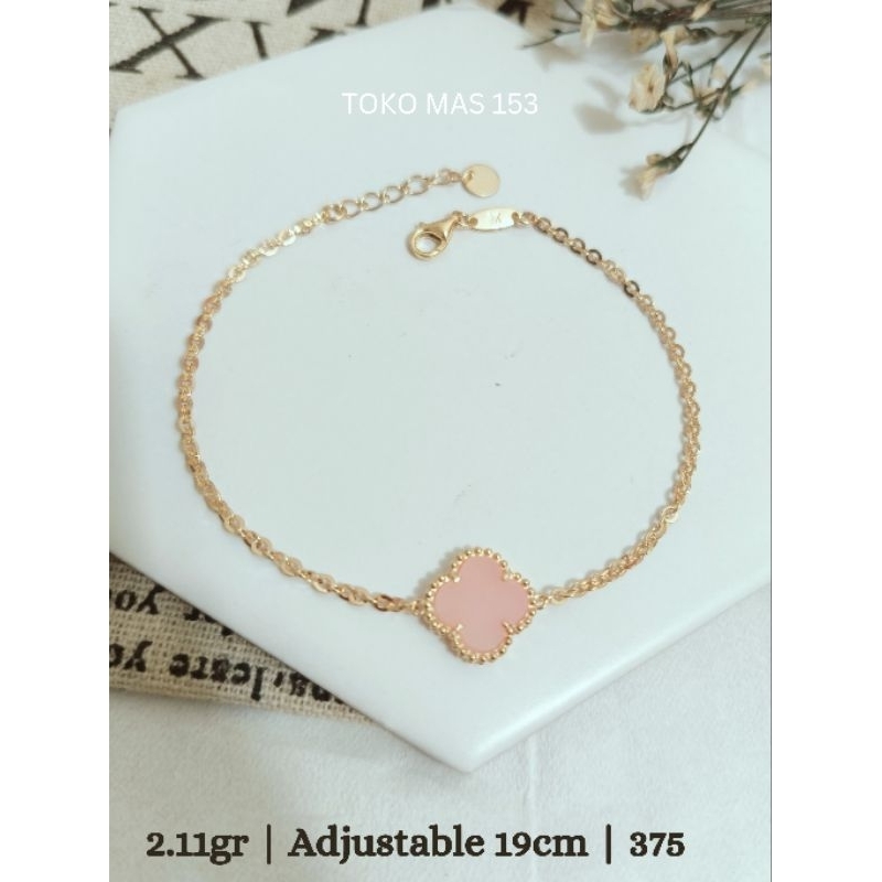 WAJIB TANYA STOK Realpict Gelang Serut VC pink Emas Asli Kadar 375