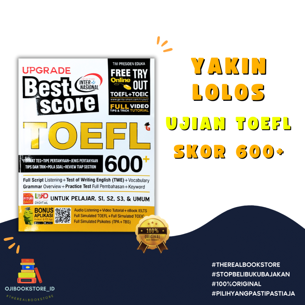 BUKU TOEFL - BUKU TES TOEFL TOEIC - UPGRADE BEST SCORE TOEFL 600+
