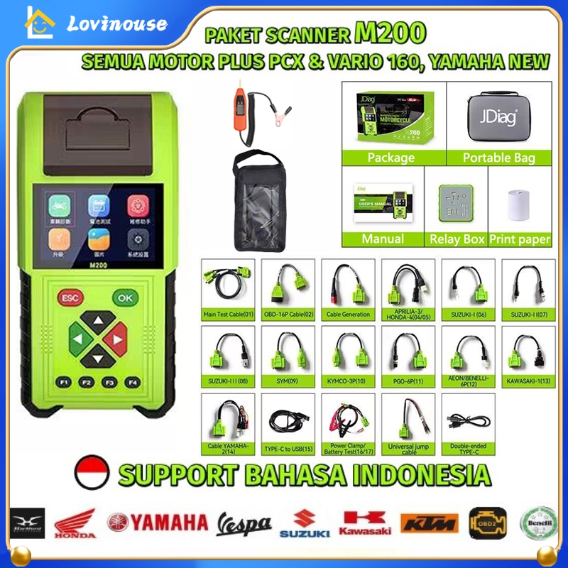 ⚡UPGRADE+GARANSI 2TAHUN⚡UFDATE NEW SCANNER JDIAG M200 UNTUK SEMUA MOTOR PAKET UNIVERSAL SCANER MOTOR